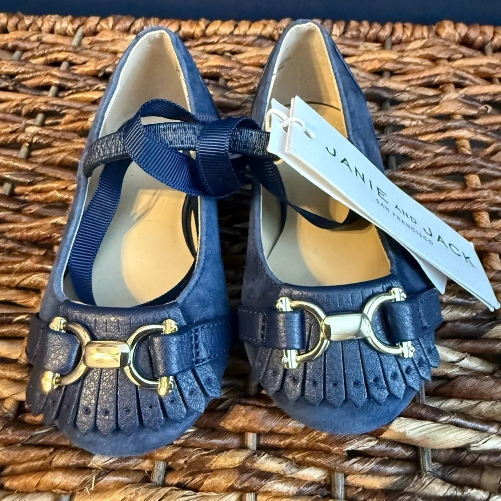 Janie and Jack Suede Bridle Bit Ballet Flat Toddler Size 5 NWT